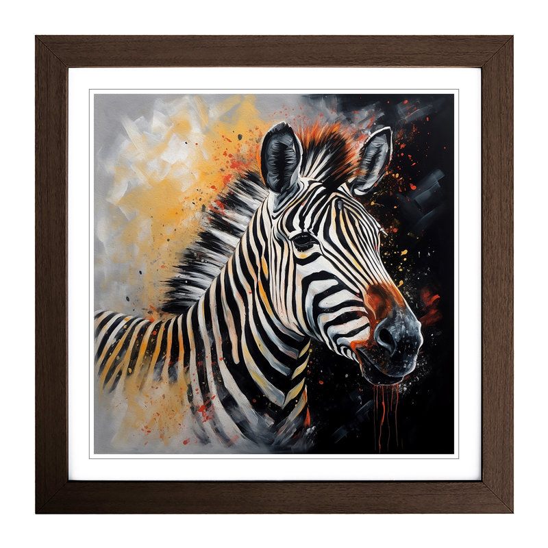 Zebra Expressionism - Framed Print, Walnut Framed