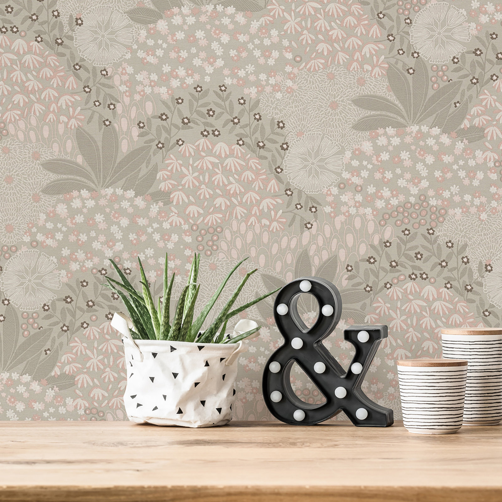 Galerie Wallcoverings Fusion Wallpaper Roll, Taupe/Pink
