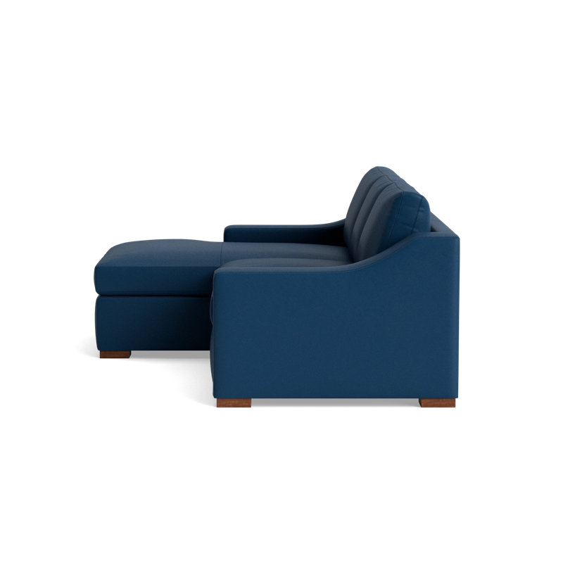 Lucca Leather Chaise Sectional, Bison Deep Blue Top Grain Leather, Left Hand Facing