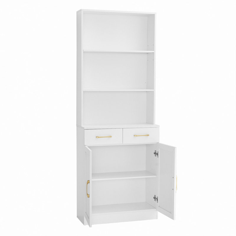Bathroom Storage Cabinet, Cabinet With Two Doors And Drawers, Accent Cabinet With 1 Adjustable Shelf, White