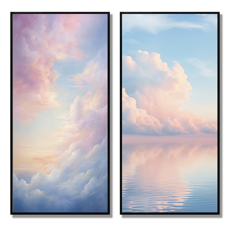 «Pink Sky Photo Celestial Reflections», 2 pièces, H 24 po x l 20 po, Cadre noir