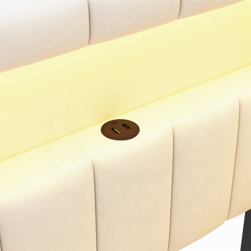 Lit plateforme élégant avec USB et DEL, options de rangement supplémentaires, Blanc