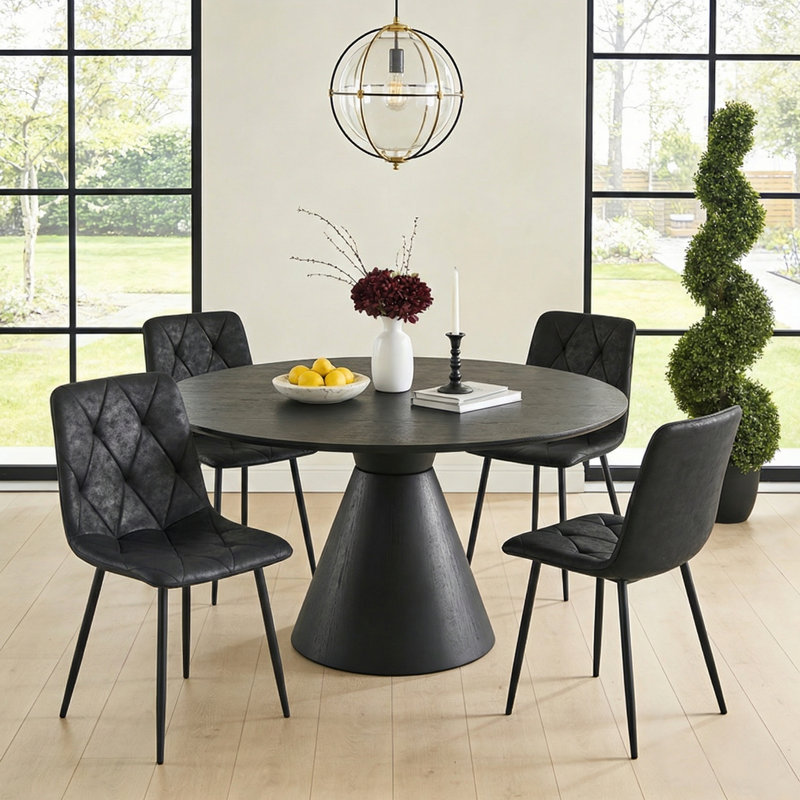 Chaises d'appoint, chaises de salle à manger avec pieds en métal noir Diamond, Noir, 4