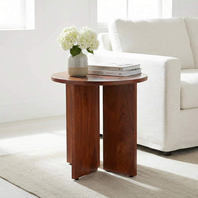 Table d'appoint ronde Mares en bois de teck massif 18 x 18 x 18