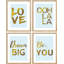 «Teal Gold Love Dream Big», ensemble de 4 motifs de décoration murale, impression encadrée sur papier, impression de 4 pièces-93012257-93012256