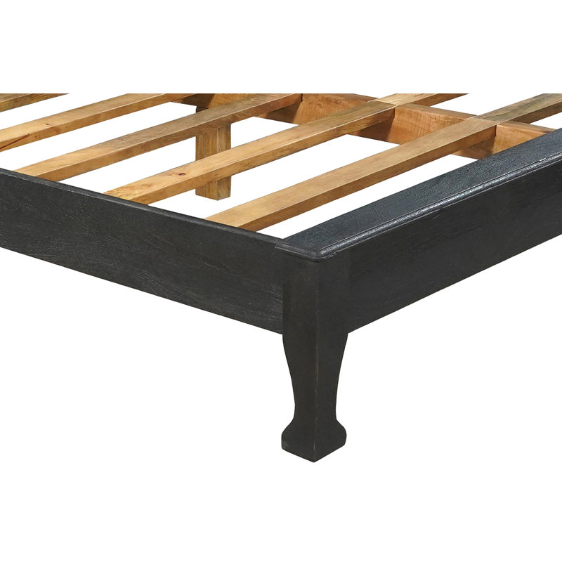 Aarohi Solid Wood Low Profile Standard Bed, King, Black