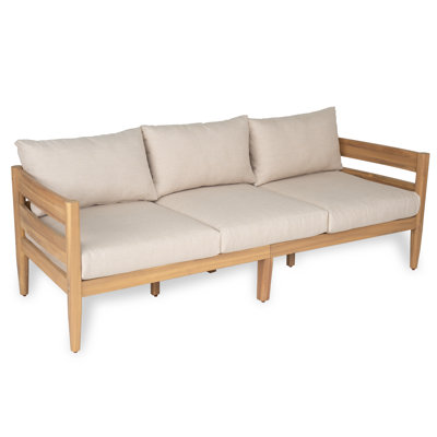 Redmond Acacia Outdoor 3-Seater Sofa With Cushions by Ebern Designs