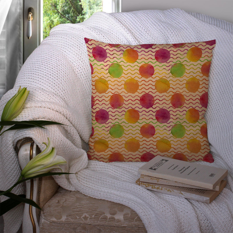  Coussin extérieur Rainbow Dots and Sqiggles, 14 po x 14 po