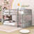 Twin Over Twin Wood Floor Bunk Bed With Safety Guardrails & Ladder-391772342