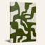 Tableau abstrait aux lignes ondulées vert olive sur toile crème-457279308