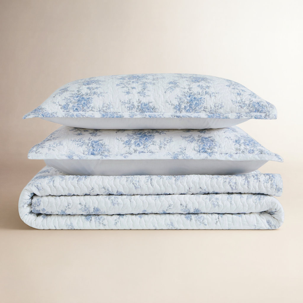 Cotton Quilt Set, Queen Quilt + 2 Standard Pillow Shams