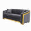 Canapé Chesterfield en velours de luxe à 3 places avec acier inoxydable doré, parfait pour les salons élégants et les sièges confortables