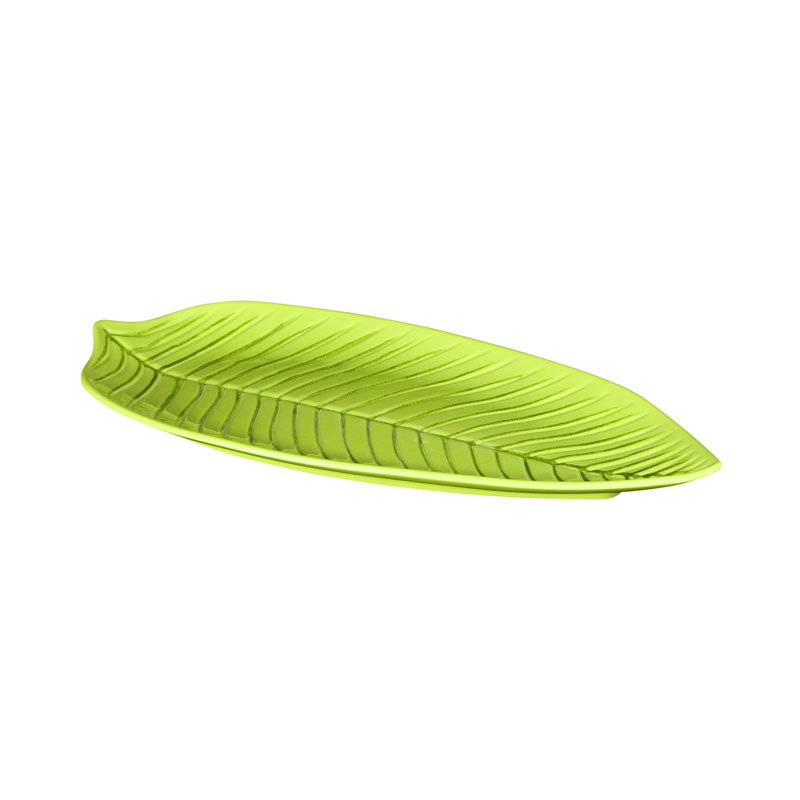 Elite Global Solutions Tropicana Melamine Platter, Design Green, 1" H x 17.75" W x 9.5" D