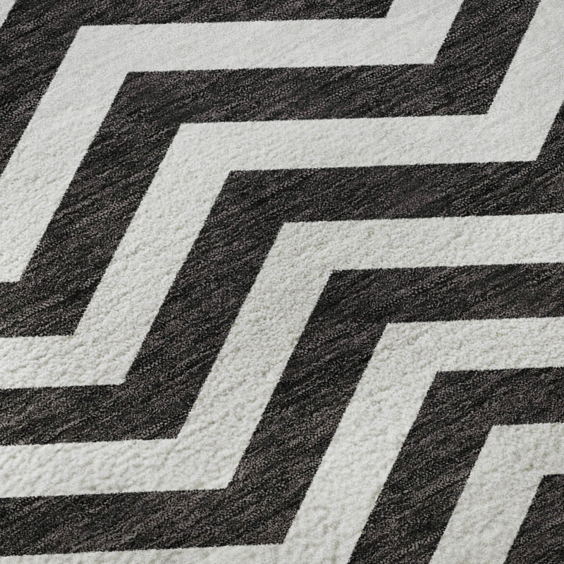 Tapis noir Prisco lavable à la machine de qualité supérieure, Rectangle 9 pi x 12 pi