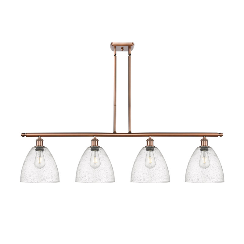 Luminaire suspendu linéaire à 4 lumières pour îlot de cuisine Amazin, DEL, H 45,75 po x l 48 po x P 9 po, Cuivre antique
