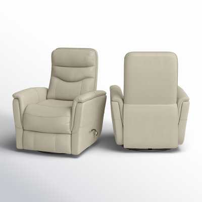 Akeelah 30" Wide Genuine Leather Manual Swivel Glider Recliner Two Pack