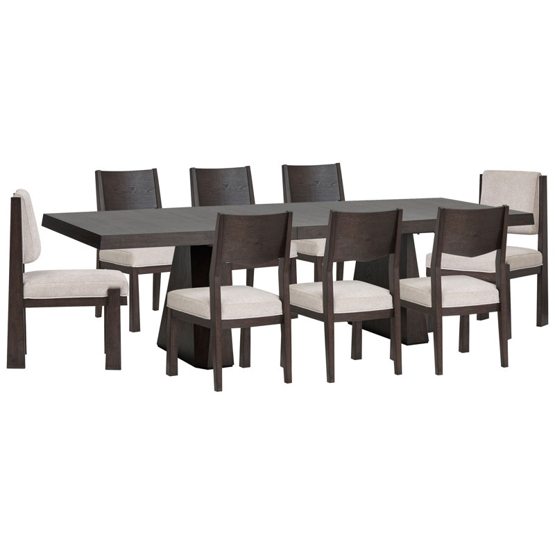 Table de salle à manger à double caisson Makaylee, 9 pièces : table, 8 chaises