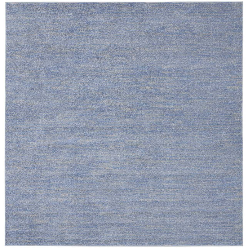 Mulican Solid Color Machine Made Power Loom Polypropylene Indoor / Outdoor Area Rug in Blue, Square 7'