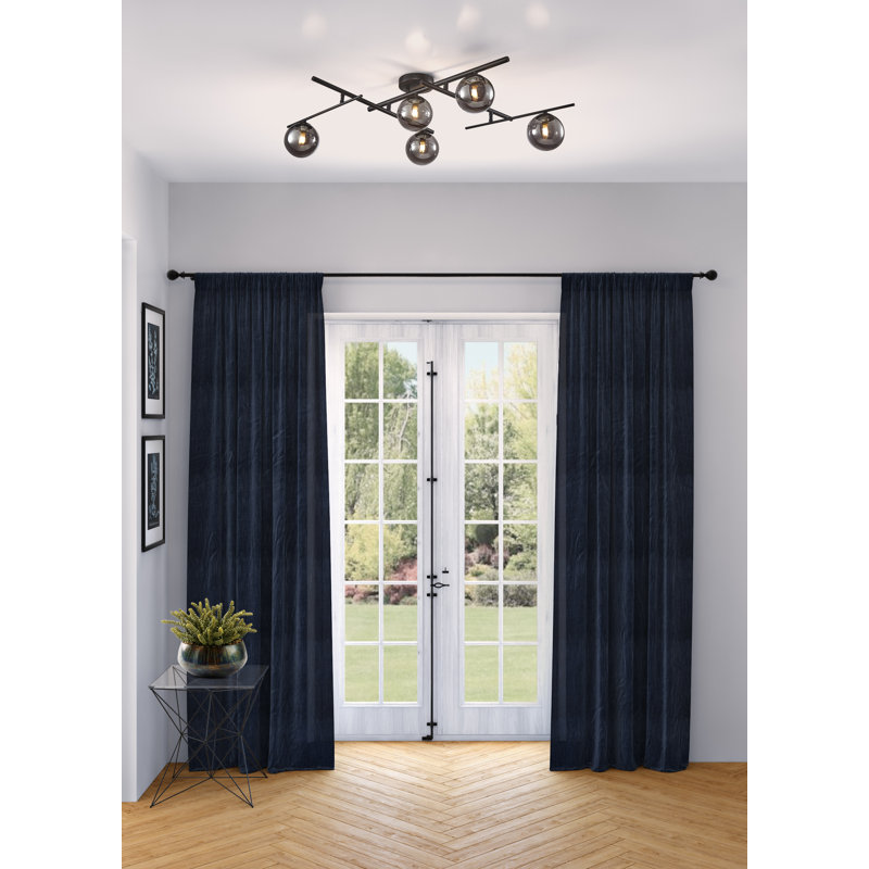 Roderick - 5-Light Semi-Flush Mount -, Black, Smoke