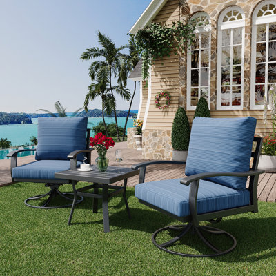 Outdoor Swivel Rocker Patio Chairs With Coffee Table 3 Pcs Bistro Set by Winston Porter