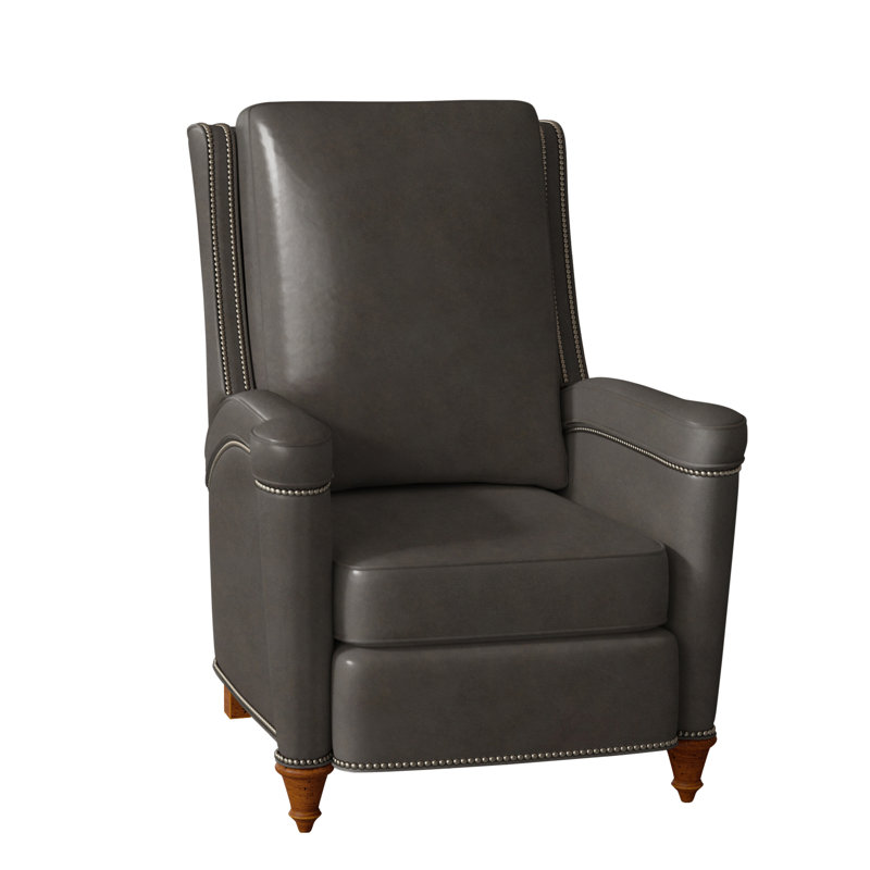Mayes Recliner, Corinthian Cherry Genuine Leather, Gunmetal, New Classiques