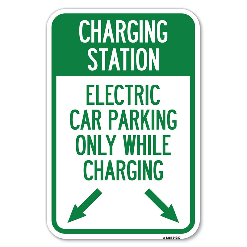Station de recharge, Stationnement électrique seulement pendant la charge avec les flèches pointant vers la gauche et vers la droite / 24282