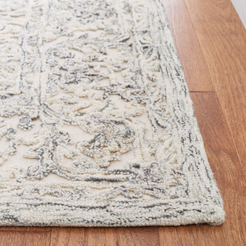 Ivory and Charcoal Hand Tufted Wool Area Rug
