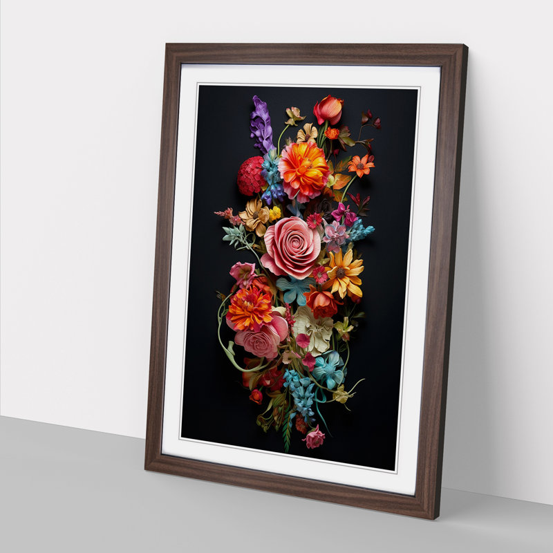 Floral Conceptual - Framed Print, 64cm H x 46cm W x 2cm D, Walnut