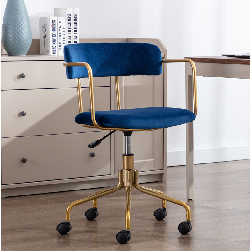 Chaise de travail Levins, Velours bleu marine