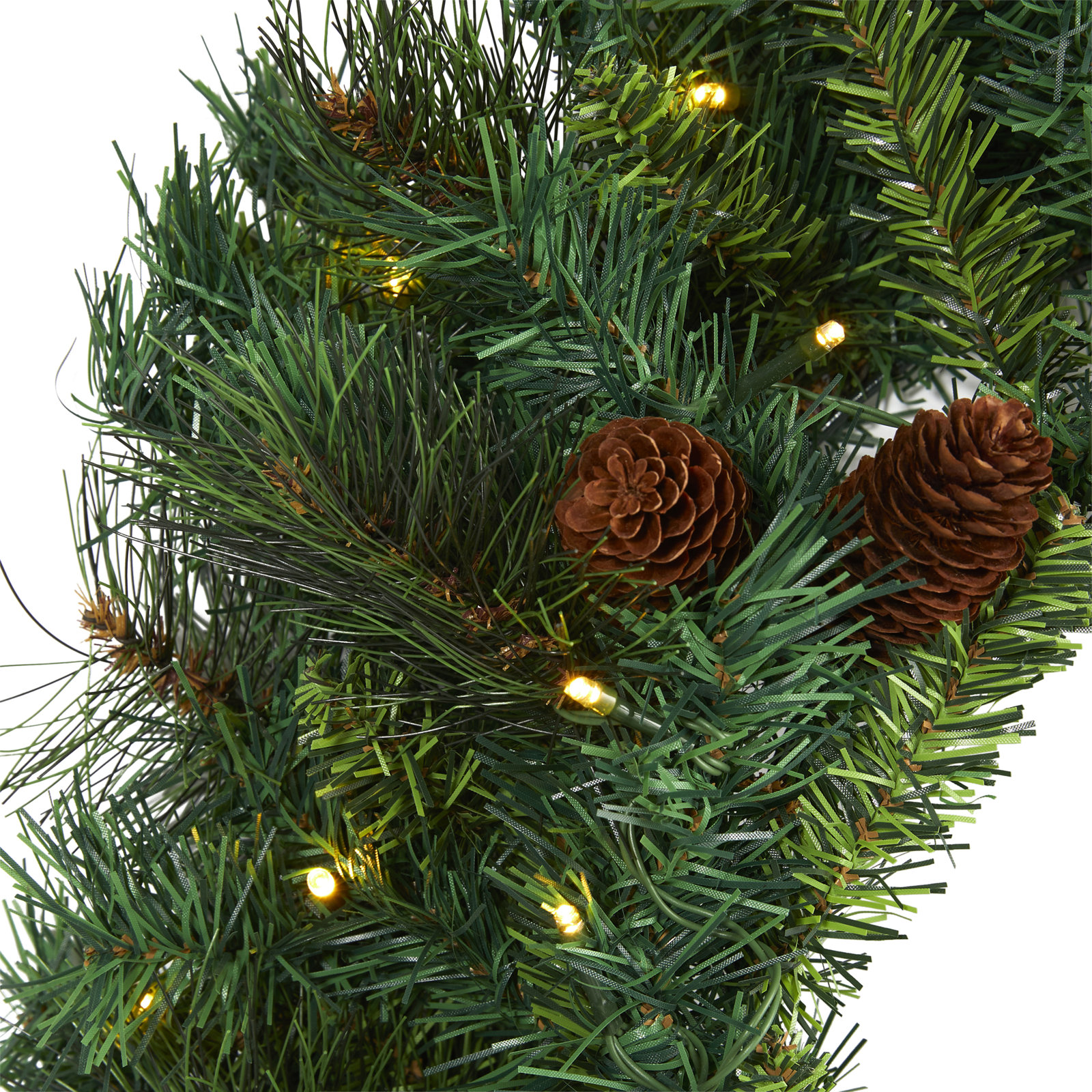 20'' Faux Pine Lighted Wreath