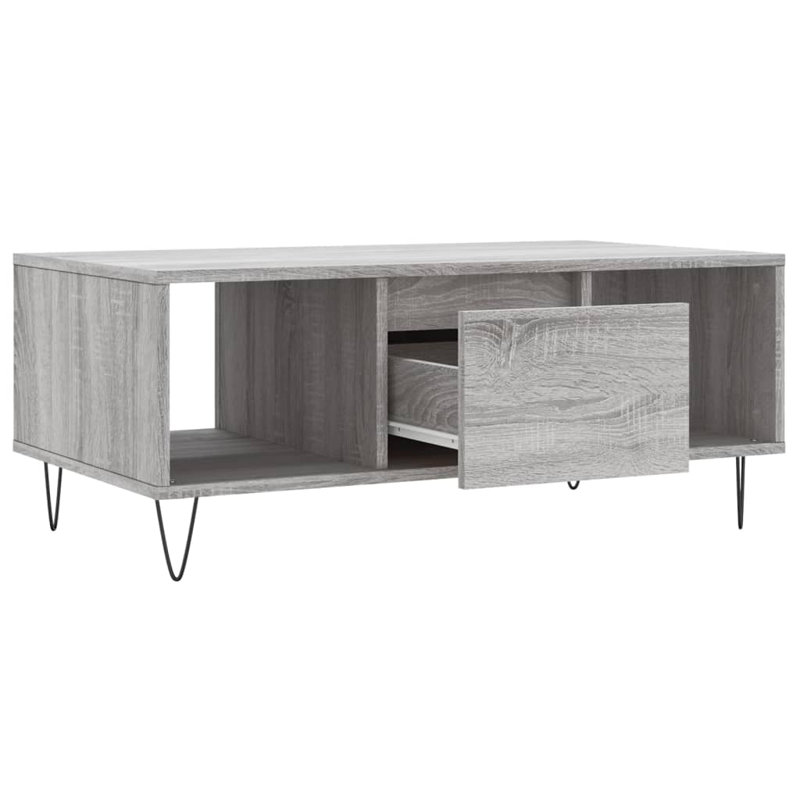 Nairah Four Leg Coffee Table with Storage, Grey Sonoma