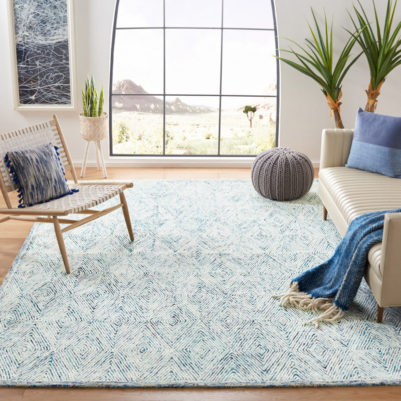 Diederich Hand Tufted Wool Geometric Rug, Rectangle 4' x 6'