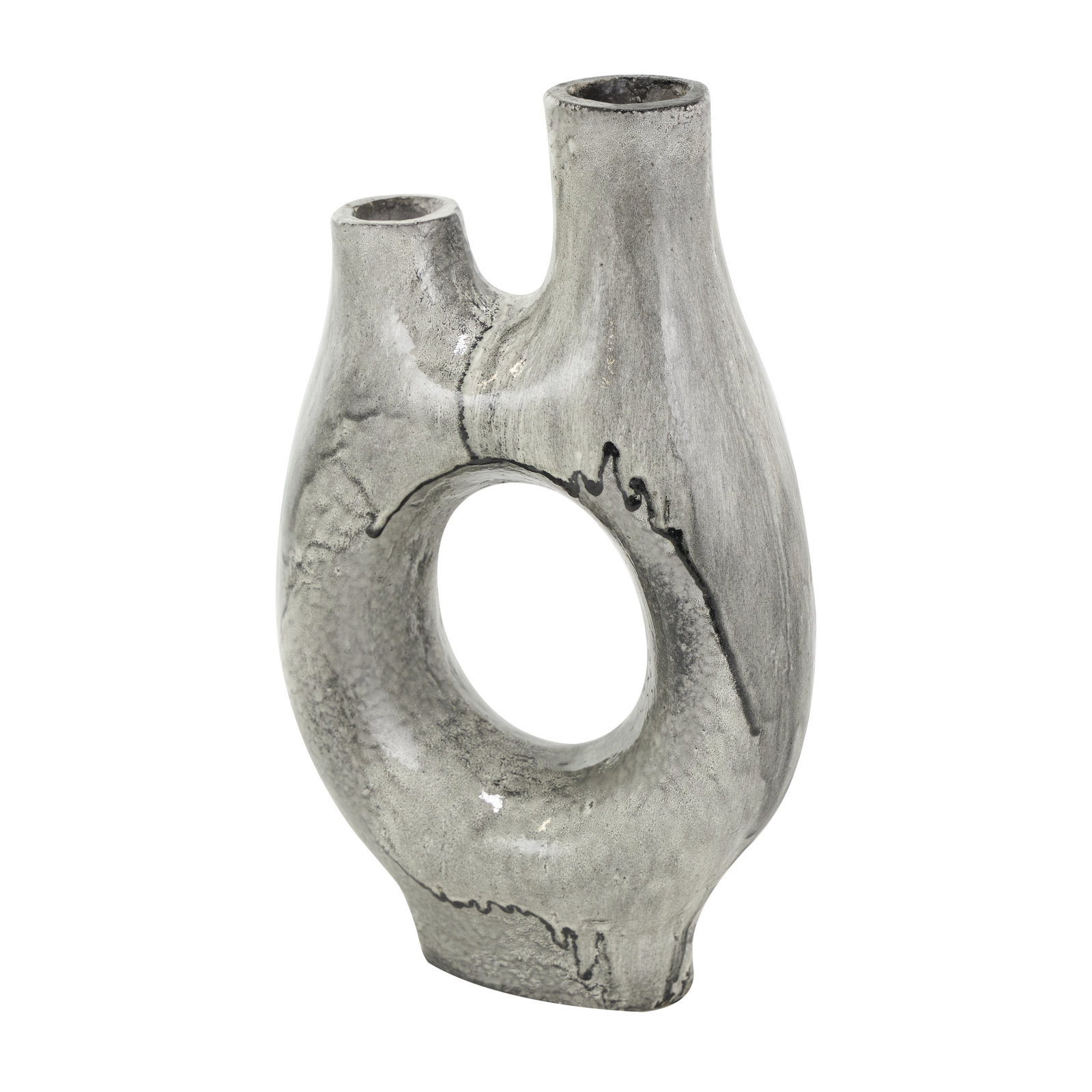 Kimona Earthenware Table Vase, 13.5" H 7.85" W x 3.55" D