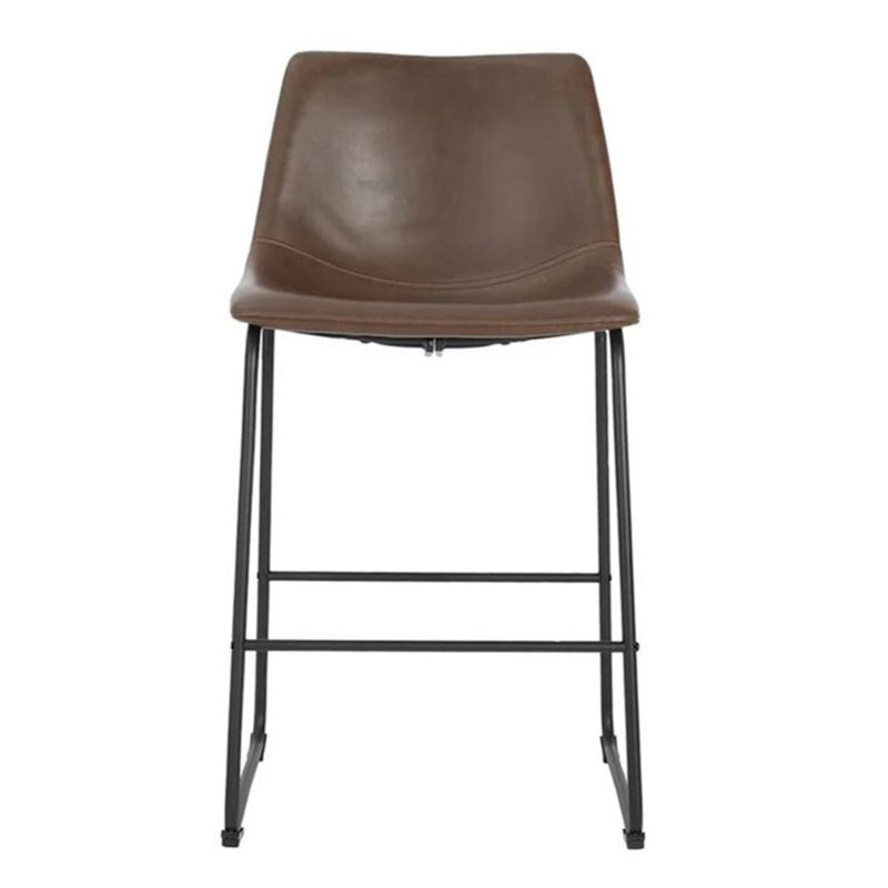 Tabouret en faux cuir Tenaris, Brun, Tabouret de comptoir (siège d'une hauteur de 26 p