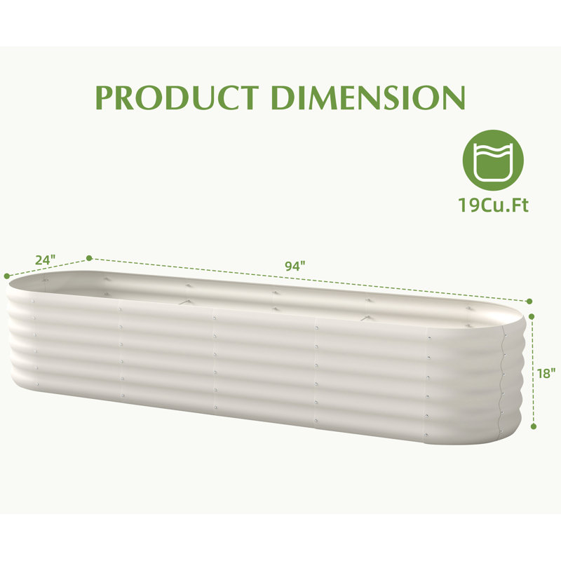 Galvanized Raised Garden Bed, Outdoor Planter Box for Vegetables, Flowers, Herbs, Cream