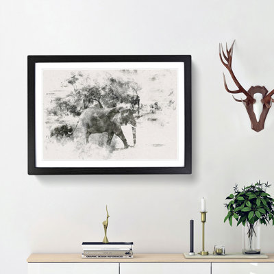 Mother & Baby Elephant Strolling - Picture Frame Graphic Art Print