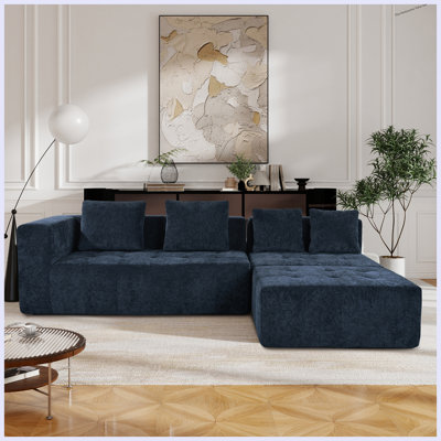 Grand canapé modulaire amovible Boneless, ensemble 3 pièces avec combinaison gratuite, comprenant 4 coussins, idéal pour le salon, la chambre à coucher et un appartement