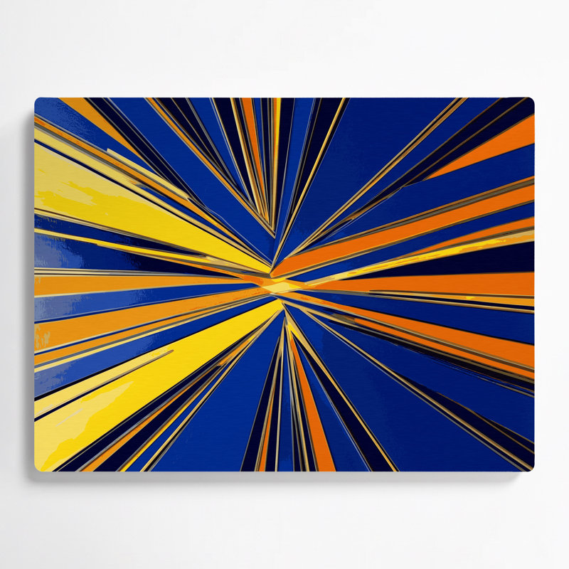 Hard Edge 3, art mural en métal bleu, H 8 po x l 10 po