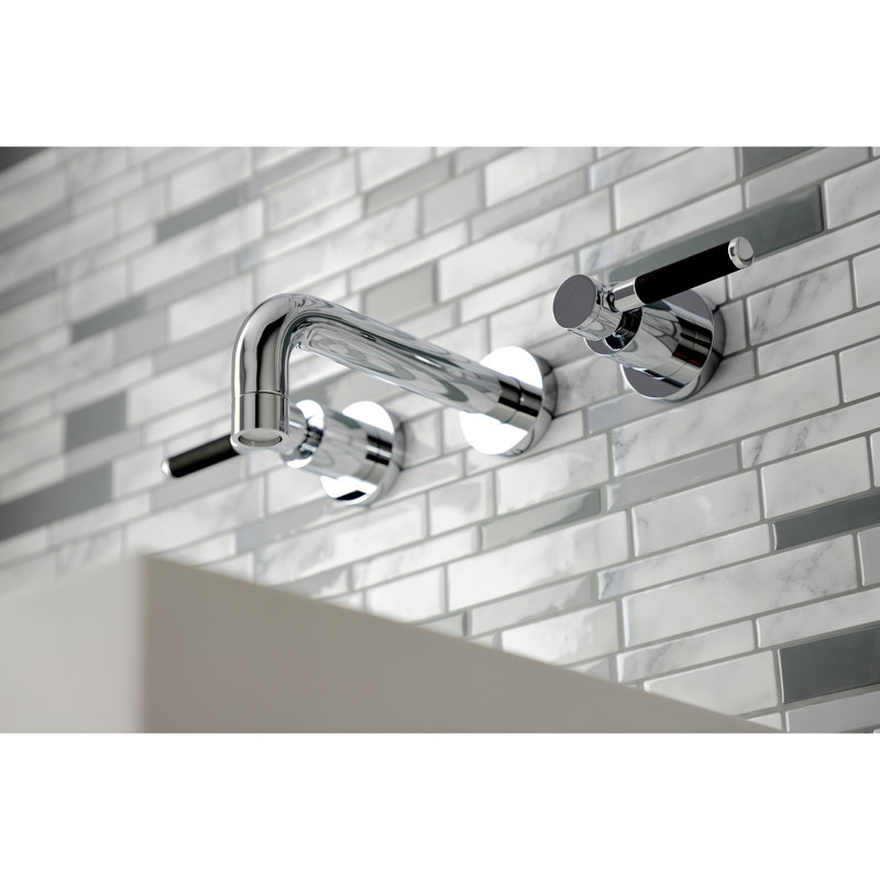 Kingston Brass Kaiser Two-Handle 3-Hole Wall Mount Bathroom Faucet, Polished Chrome