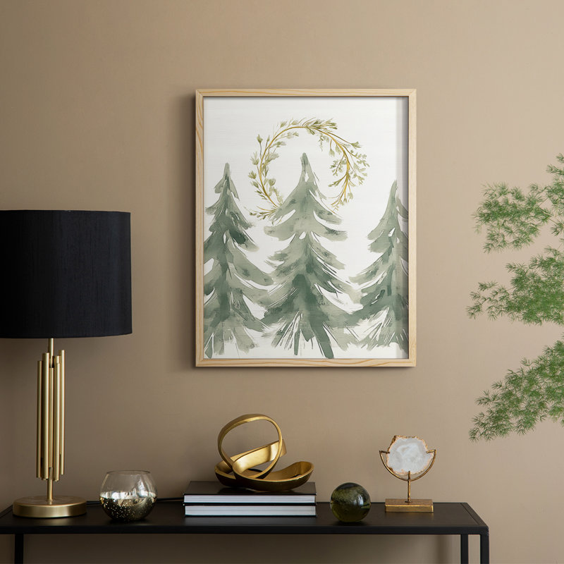 «Christmas Holiday Art», reproduction encadrée Cccxxxii - bois massif, Naturel, H 15 po x l 12 po