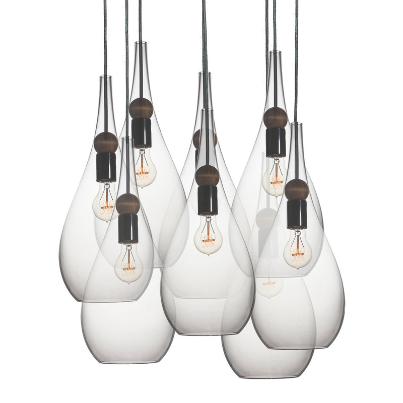 Earth 8 - Light Chandelier, 36" H x 18" W x 18" D, Clear Glass, Black