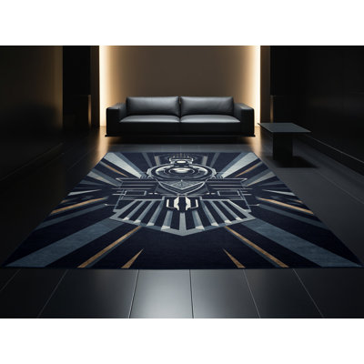 Tapis géométrique moderne gris moelleux à motif de locomotive à vapeur douce et moelleuse Soft
