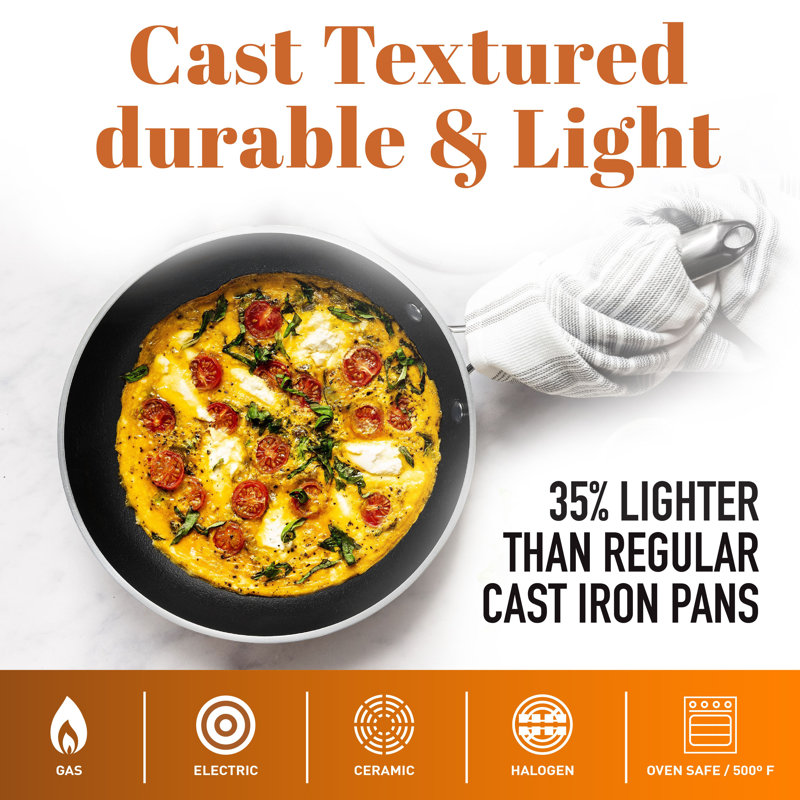 Gotham Steel Copper Cast Textured 5 Piece Nonstick Cookware Set
