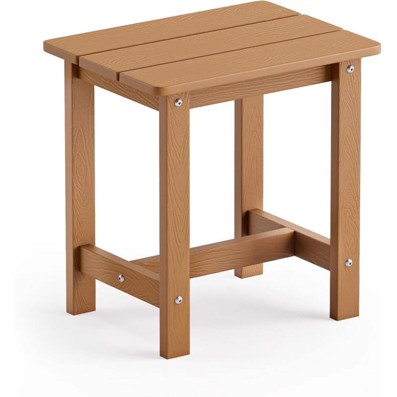Outdoor Side Table, HDPS  Adirondack End Table For Patio, Porch, Deck, Weather Resistant, Easy Maintenance, Indoor Or Outdoor Use, Teak Color
