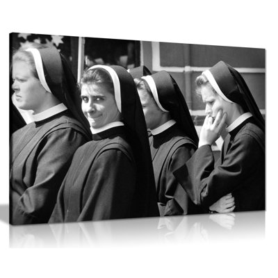 Grinning Nun - Wrapped Canvas Art Prints