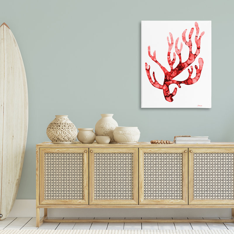 Art mural moderne sur toile corail courbé  par Patti Mann, H 40 po x l 30 po