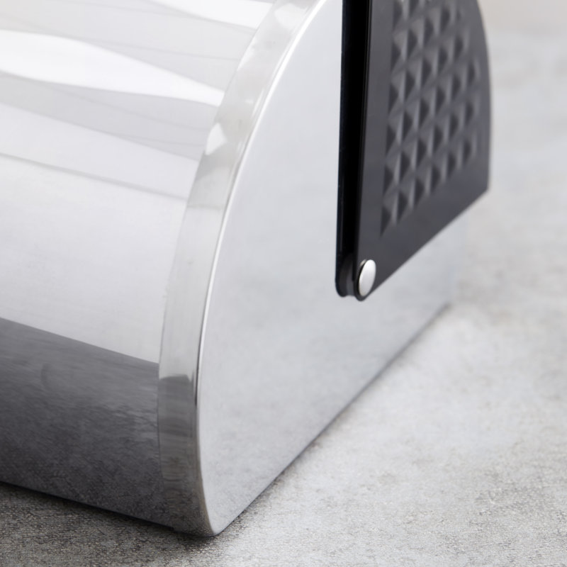 Tower Solitaire Roll Top Bread Bin, Stainless Steel, Black
