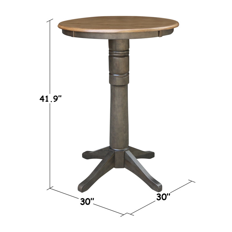 Ensemble de salle à manger à piédestal en bois massif pour 2 personnes Frausto, Blanc / gris bruyère, 41.9" H x 30" W x 30" D