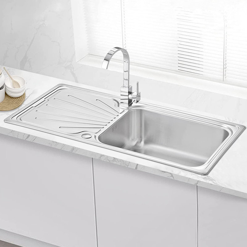 Belfry Kitchen Kansas 50mm W Single Bowl Stainless Steel Kitchen Sink with 2 Faucet Holes