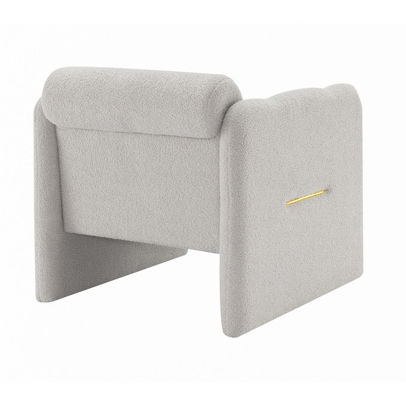 Fauteuil avec accoudoirs ondulés, Gris clair